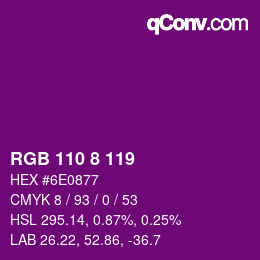 Color code: RGB 110 8 119 | qconv.com