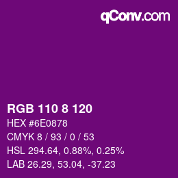 カラーコード: RGB 110 8 120 | qconv.com