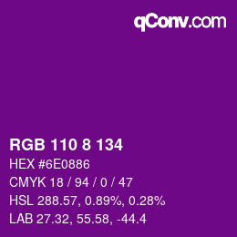 Color code: RGB 110 8 134 | qconv.com