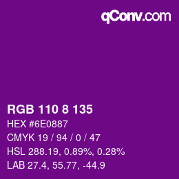 颜色代码: RGB 110 8 135 | qconv.com
