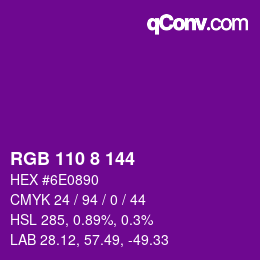 Color code: RGB 110 8 144 | qconv.com