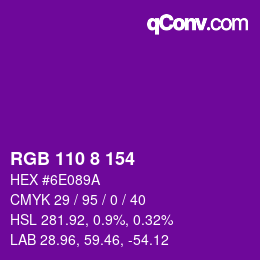 Color code: RGB 110 8 154 | qconv.com