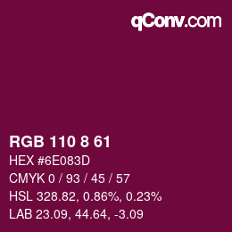 カラーコード: RGB 110 8 61 | qconv.com