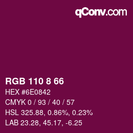 颜色代码: RGB 110 8 66 | qconv.com