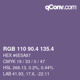 カラーコード: RGB 110 90.4 135.4 | qconv.com