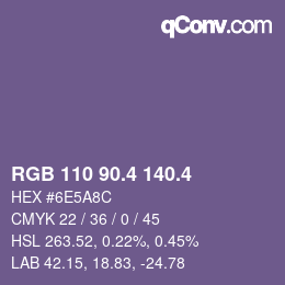 カラーコード: RGB 110 90.4 140.4 | qconv.com