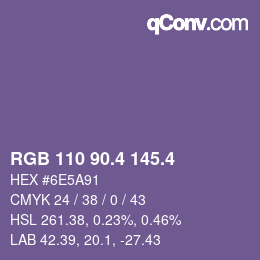 カラーコード: RGB 110 90.4 145.4 | qconv.com