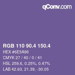 カラーコード: RGB 110 90.4 150.4 | qconv.com