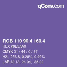カラーコード: RGB 110 90.4 160.4 | qconv.com