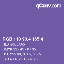 カラーコード: RGB 110 90.4 165.4 | qconv.com