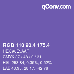カラーコード: RGB 110 90.4 175.4 | qconv.com