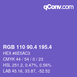 カラーコード: RGB 110 90.4 195.4 | qconv.com