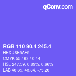カラーコード: RGB 110 90.4 245.4 | qconv.com