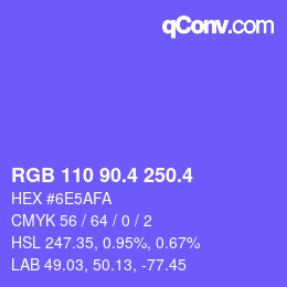 カラーコード: RGB 110 90.4 250.4 | qconv.com