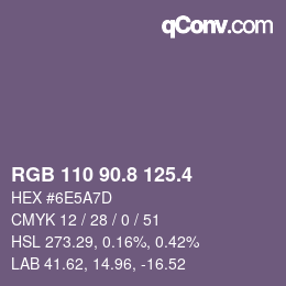 カラーコード: RGB 110 90.8 125.4 | qconv.com