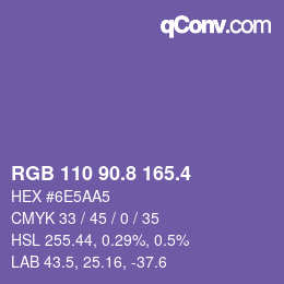 カラーコード: RGB 110 90.8 165.4 | qconv.com