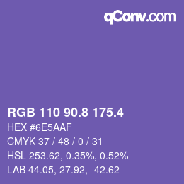 カラーコード: RGB 110 90.8 175.4 | qconv.com