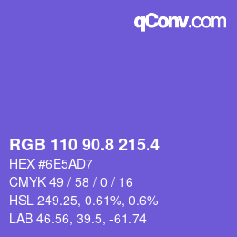 カラーコード: RGB 110 90.8 215.4 | qconv.com