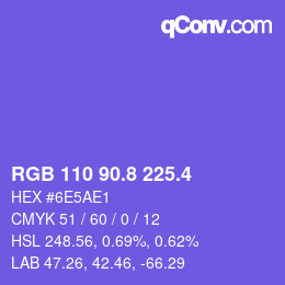 カラーコード: RGB 110 90.8 225.4 | qconv.com