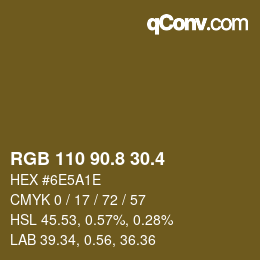 カラーコード: RGB 110 90.8 30.4 | qconv.com