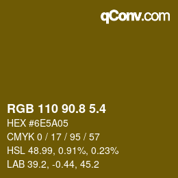 カラーコード: RGB 110 90.8 5.4 | qconv.com