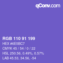 Color code: RGB 110 91 199 | qconv.com