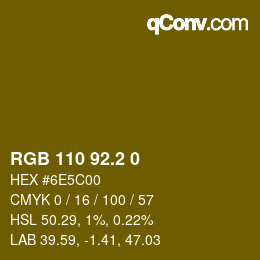 カラーコード: RGB 110 92.2 0 | qconv.com