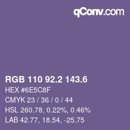 カラーコード: RGB 110 92.2 143.6 | qconv.com