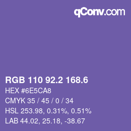 カラーコード: RGB 110 92.2 168.6 | qconv.com