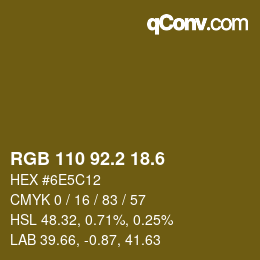 カラーコード: RGB 110 92.2 18.6 | qconv.com
