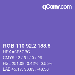 カラーコード: RGB 110 92.2 188.6 | qconv.com