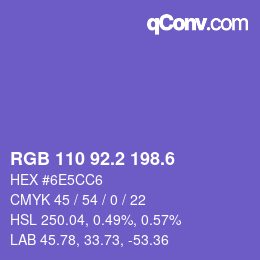 カラーコード: RGB 110 92.2 198.6 | qconv.com