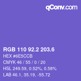 カラーコード: RGB 110 92.2 203.6 | qconv.com