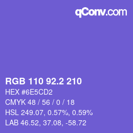 カラーコード: RGB 110 92.2 210 | qconv.com