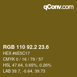 カラーコード: RGB 110 92.2 23.6 | qconv.com