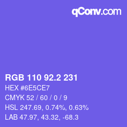 カラーコード: RGB 110 92.2 231 | qconv.com