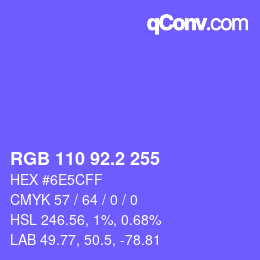 カラーコード: RGB 110 92.2 255 | qconv.com