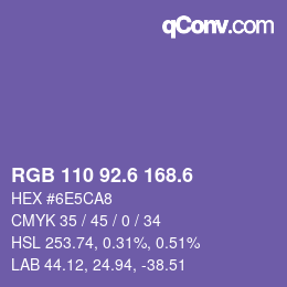 カラーコード: RGB 110 92.6 168.6 | qconv.com