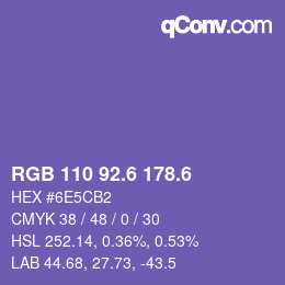 カラーコード: RGB 110 92.6 178.6 | qconv.com