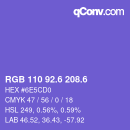 カラーコード: RGB 110 92.6 208.6 | qconv.com