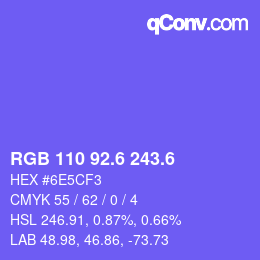 カラーコード: RGB 110 92.6 243.6 | qconv.com