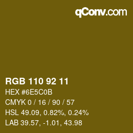 カラーコード: RGB 110 92 11 | qconv.com