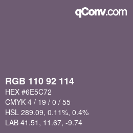 颜色代码: RGB 110 92 114 | qconv.com