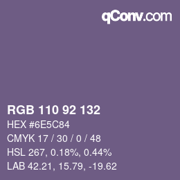 颜色代码: RGB 110 92 132 | qconv.com