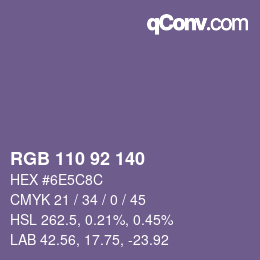 カラーコード: RGB 110 92 140 | qconv.com