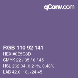 カラーコード: RGB 110 92 141 | qconv.com