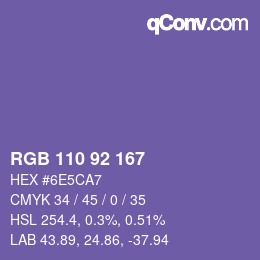 颜色代码: RGB 110 92 167 | qconv.com