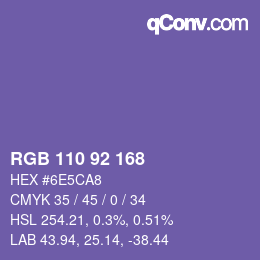 颜色代码: RGB 110 92 168 | qconv.com