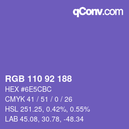 カラーコード: RGB 110 92 188 | qconv.com