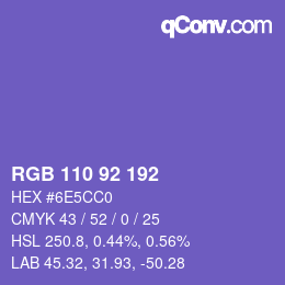 カラーコード: RGB 110 92 192 | qconv.com